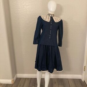 Vintage Contempo Casuals Prairie Skirt Suit Set J9/J7